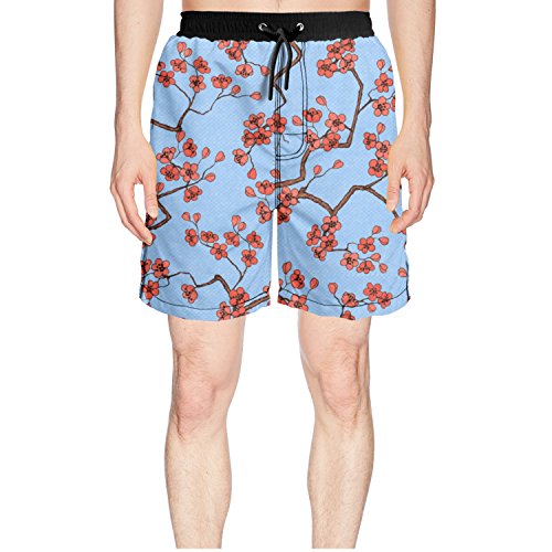 Cherry Sakura Blossoms Surf Swim Trunks for Men Summer Beach Shorts Boardshorts