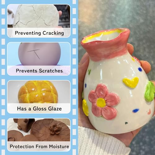 100ml Air Dry Clay Glaze, Protect Clay Surfaces,Delivers Gloss Glaze Effect | Gloss Glaze, Air Dry Clay Varnish, Waterproof, Dustproof, Prevents Clay Scratches & Wear