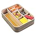 mDesign Plastic Woven Home, Office Drawer Storage Tray - Divided for Countertop, Desk, Workspace - for Gel Pens, Colored Pencils, Erasers, Tape, Paper Clips, 6 Compartments, 2 Pack - Pearl Champagne