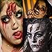 Halloween Tattoos, Scar Tattoos, Waterproof Body Face Wound Zombie Scar Wound Tattoos, Fake Blood Horror Injury Tattoo Stickers for Halloween Costume Party, Vampire Zombies Cosplay (6 Pack)