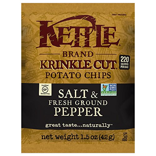 Kettle Brand Krinkle Cut Potato Chips, Salt and Fresh Ground Pepper, 1.5-Ounce Bags (Pack of 24)