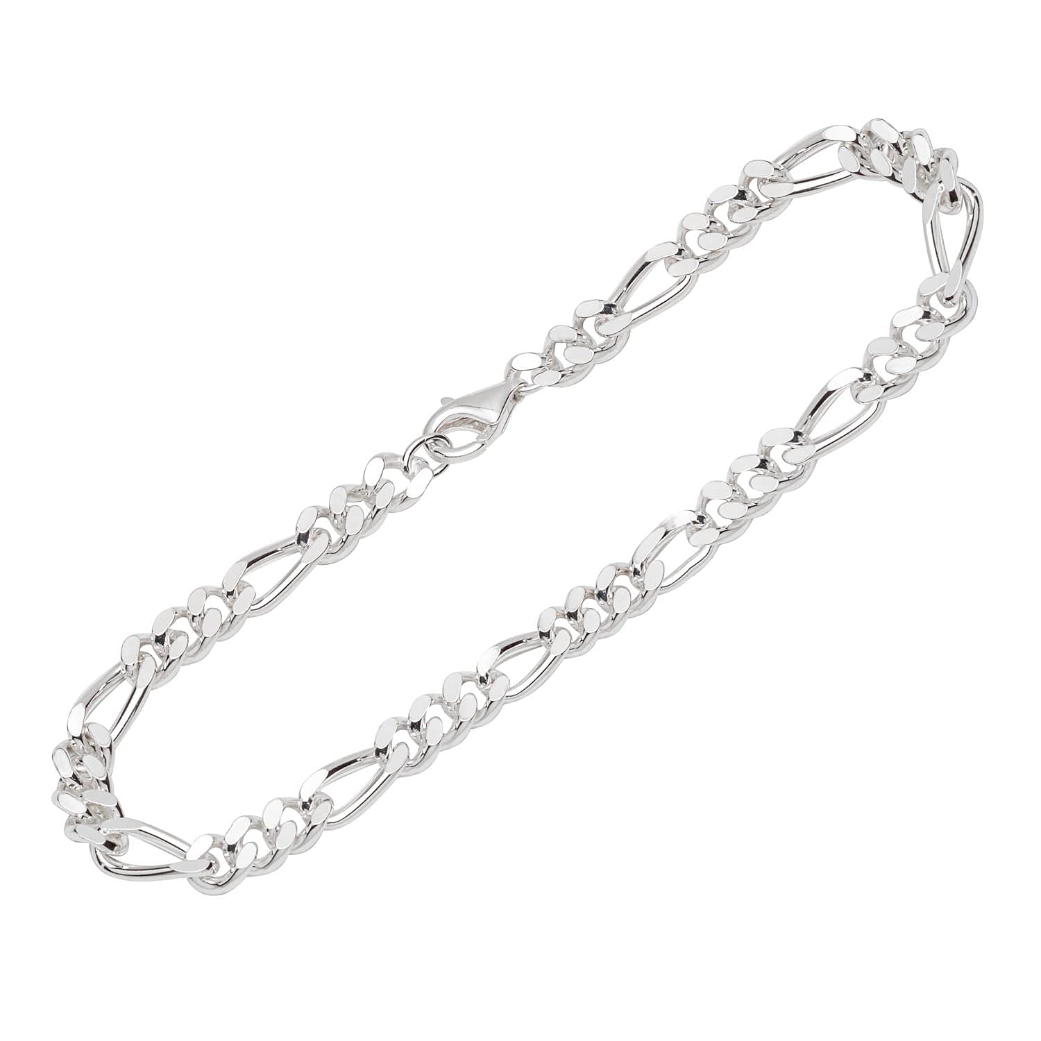 NKlaus bracelet 925 sterling silver 22cm Figaro curb chain diamond cut men's bangle 12166