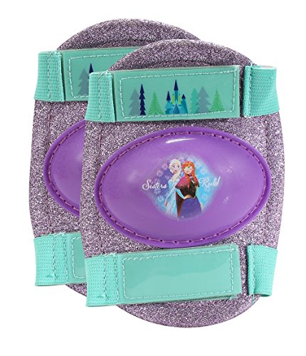 PlayWheels Disney Frozen Kids Glitter Roller Skates with Knee Pads - Childrens Adjustable Skates - Junior Size 6-12