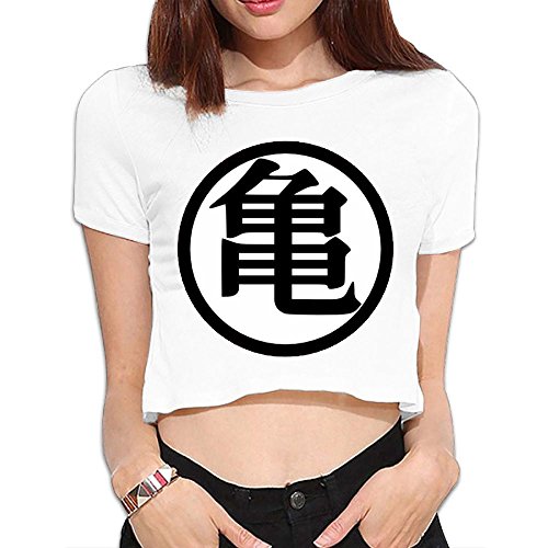 Gtaiquxin Dragon Ball Z DBZ Anime Classic Women's Midriff-Baring Short Sleeve T Shirt White S