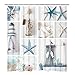 Nautical Shower Curtain, Marine Sail Boat Beach Starfish Shell Sea Life Shower Curtain with 12 Hooks, Waterproof Shower Curtain (White Blue #1, 70