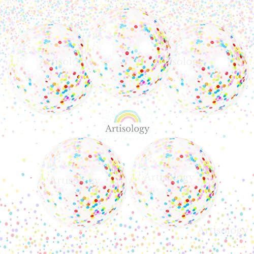 Birthday 36" Round Confetti Balloons by Artisology | 5 PACK | perfect for gender neutral baby shower, jungle or animal themed birthday party, kids birthday party, or any other celebration