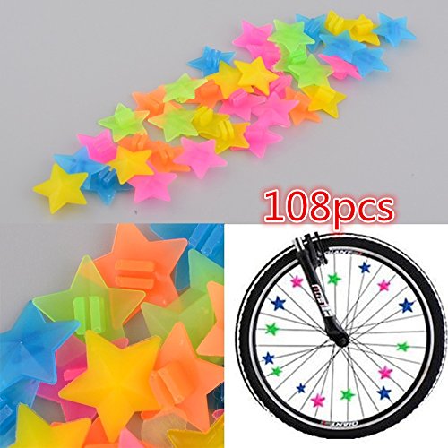 Xinzhi Bike Spoke Beads -Star Bike Bicycle Wheel Spoke Beads,Luminous Plastic Clip Spoke Bead Bicycle Beads,Wire Beads Decorations - Thumbnail 2