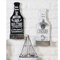 SRHOME Wall Mounted Bar Beer Bottle Opener With Cap Catcher-Fashion Classic Vintage Wall Cap Catching Beer Bottle Openers-Easy to Hang and Fun to Use Wall Decoration (White)