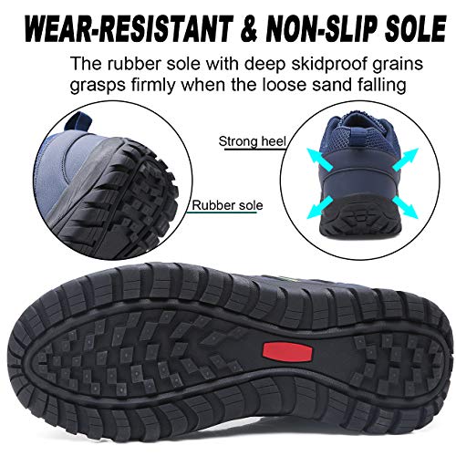 EXEBLUE Men\'s Work Shoe Steel Toe Safety Shoes - Slip Resistant Working Sneakers for Outdoor Blue