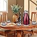 Thermal Carafe Plus Coffee Tea Mugs by Chefcoo™ Includes Pitcher, 4 Mugs Saucers and Spoons - Double Wall Pot Best for Hot and Cold Beverages - Holds Temperature for 24 Hours - Red Color