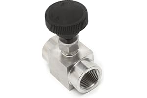caralin 1/2" Needle Valve Female Thread 304 Stainless Steel Flow Control Shut Off 915 PSI 0.5 304 Stainless Steel Needle Valve