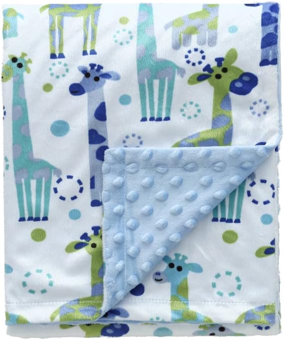 CREVENT Baby Blanket 75x100cm Soft Plush Unisex Giraffe Dot Backing