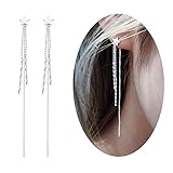 Aifeer Threader Earrings 925 Sterling Silver Long Tassel String Star Drop Dangle Earrings