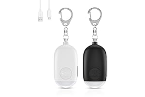CRIACR (Upgraded New Version) Safe Sound Personal Alarm, 130dB Rechargeable Safesound Security Alarm Keychain, Emergency Self Defense Alarm with LED Light, for Kids, Women, Elderly (2 Pack-White&Black)
