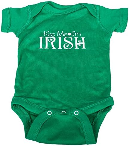 Green Kiss Me I am Irish All Cotton Button Snap Infant Onesie Size 6 Months