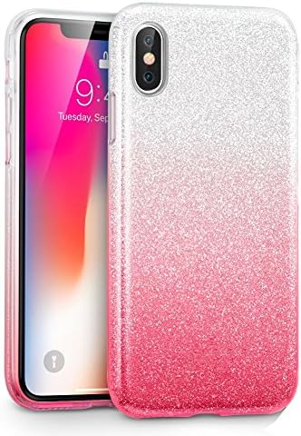 iPhone X Case, iPhone 10 Case, Acewin Bling Glitter Sparkle Three Layer Shockproof Soft TPU Outer Cover Slim Hard PC Inner Protective Shell Skin for 5.8" iPhone X/iPhone 10(2017) (Ombre Pink)
