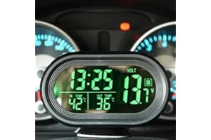 MACHSWON 3 in 1 Car Digital LED Electronic LCD Clock Thermometer Voltmeter