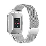For Fitbit Ionic Bands, bayite Stainless Steel Milanese Loop Metal Replacement Strap with Unique Magnet Lock Accessories for Fitbit Ionic Small Silver