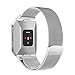 bayite for Fitbit Ionic Bands, Stainless Steel Milanese Loop Metal Replacement Strap with Unique Magnet Lock Accessories for Fitbit Ionic Small Silver