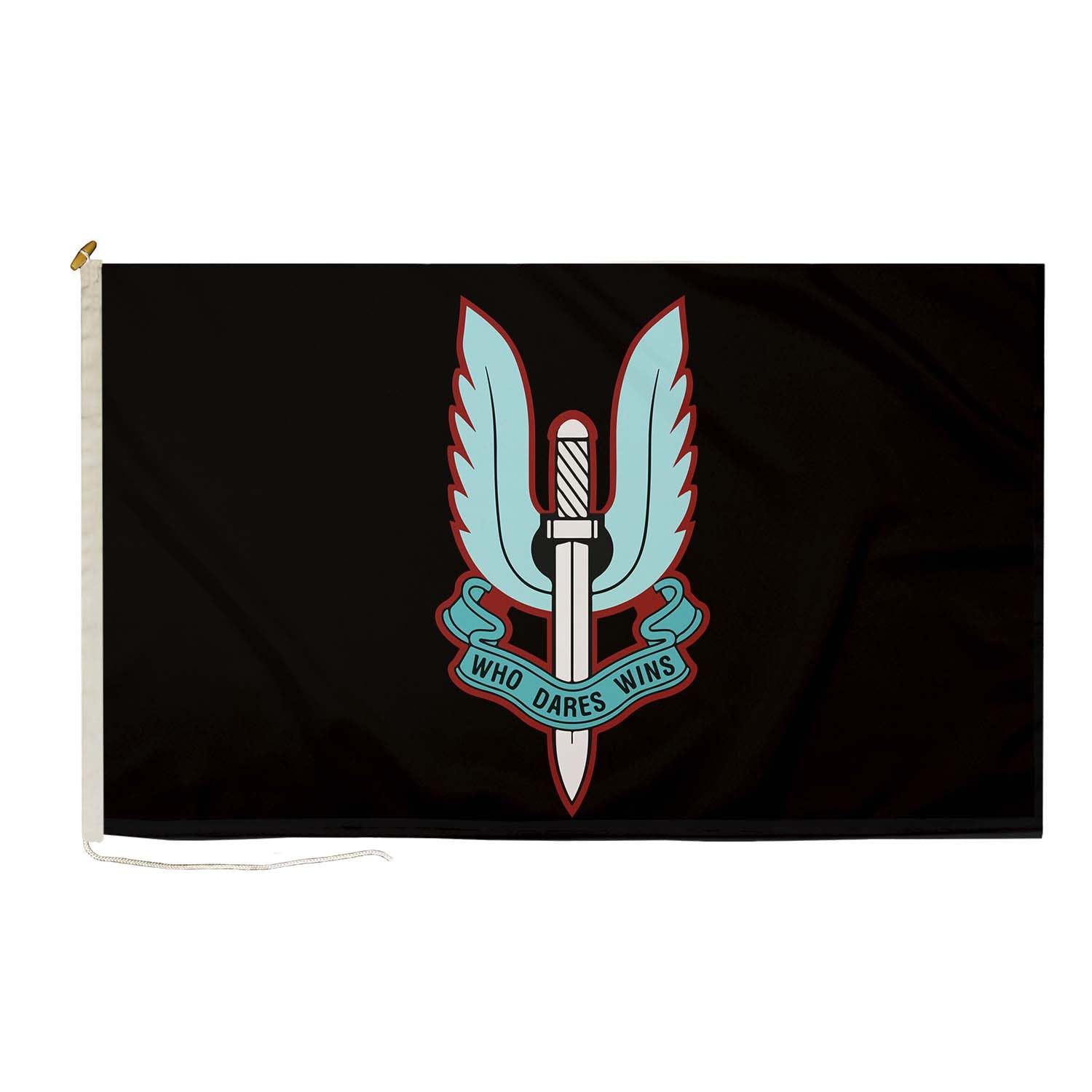 DuraFlag Special Air Service Black (SAS) 3ft x 2ft Flag Premium Quality With Rope & Toggle Reinforced Stitching 90cm x 60cm Who Dares Wins Military Flag Heavy Duty Polyester