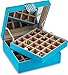 Glenor Co Earring Organizer - Classic 50 Section Jewelry Box/Case/Holder for Earrings, Rings, Necklaces, Jewelry, Cufflinks or Collections -2 Layer Small Compartments with Large Mirror - Blue