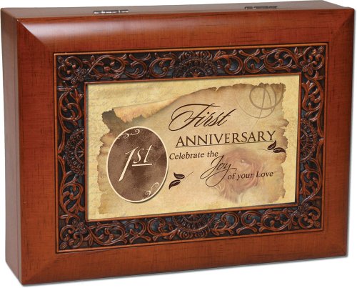 Cottage Garden Music Box - 1St Anniversary Plays Light Up My Life With Ornate Woodgrain Finish