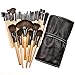 CoKate Makeup Brush Set, 32PC Eyebrow Shadow Makeup Brush Set with Pouch Bag Wooden