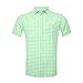 GILBETI Men's Casual Plaid Short Sleeve Button Down Shirts Green XL