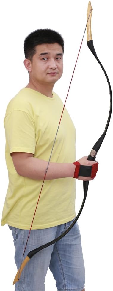 MAYARMS Traditional Handmade Longbow Manchu Longbow Chinese Bow Archery Longbow Hunting Bow Color Black