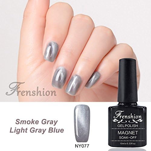Frenshion 10ml Magnetic Cat Eye Gel Polish 3D Gel Nail Polish Soak Off UV LED Smoke Gray Light Gray Blue Nail Art 077