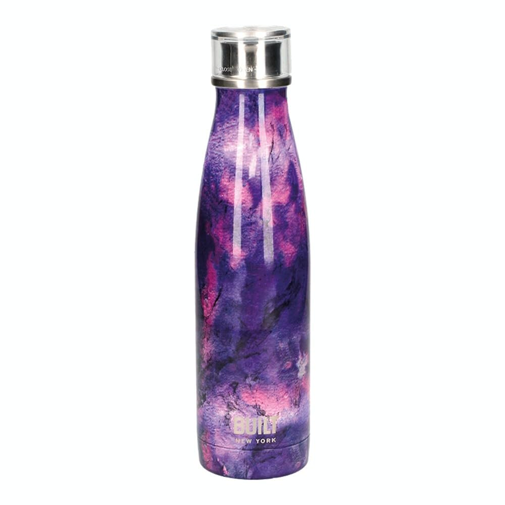 Built C000844 Perfect Seal Leakproof Insulated Water Bottle/Thermal Flask, Stainless Steel, 480 ml, Purple Marble