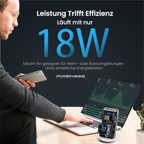 Bitaxe Gamma 602 ASIC Bitcoin Miner | 1.1 TH/s @ 18W | BM1370 (Antminer S21 Pro Chip) | Wi-Fi | USB-C | AxeOS | Open Source | Made in Europe | Includes Power Supply & Stand