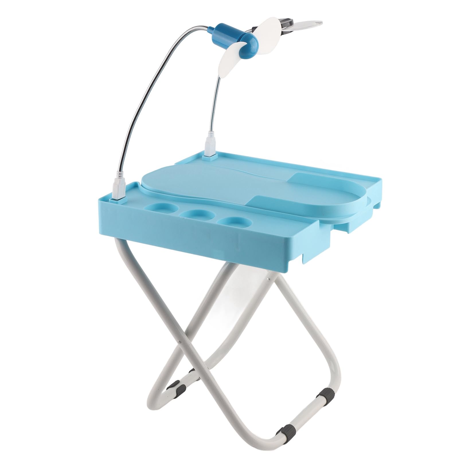 Pedicure Stool, Folding Beauty Footrest with LED Magnifier Drying Fan Non Slip Sturdy Legs and Built in Storage, Adjustable Foot Rest Beauty Pedicure Kit for Easy Home Pedicures