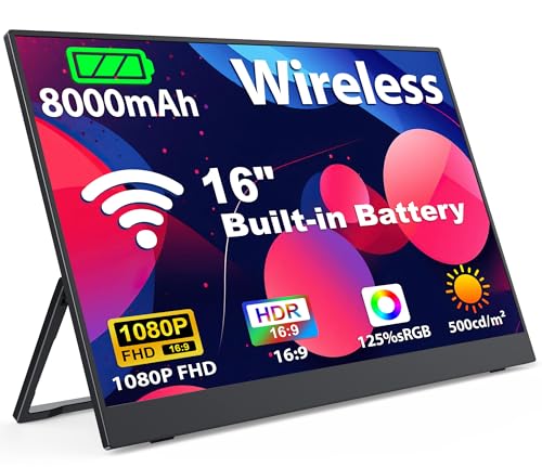 MAGICRAVEN sans Fil Ecran Portable, Wireless Moniteur Portable 16" (23.8-Black-1)