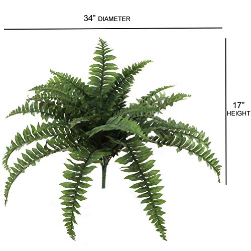 Larksilk Boston Fern Artificial Plants, UV Resistant, Indoor or Outdoor Plant, Fits in Hanging Basket or Planter, 34" Inch Diameter, 35 Fronds