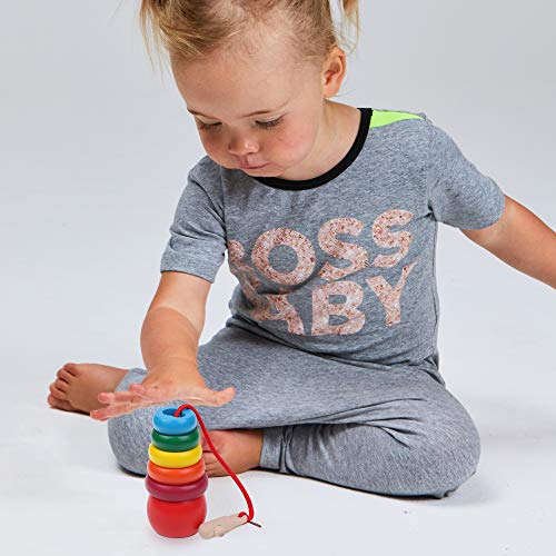 Boxiki kids Wooden Stacking Ring Toy Stack and Learn with This Toddler Stackable Toys