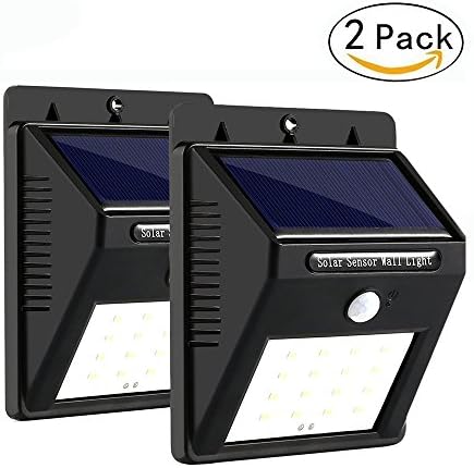 Caferria Solar Sensor Wall Lights,16 LED Wireless Waterproof Motion Sensor Outdoor Light for Patio, Deck, Yard, Garden (2-Pack)
