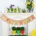 Hello Summer Burlap Banner Rustic Summer Banner with Flamingo Pattern Summer Garland Flag Decoration for Pool Party, Beach Party, Barbecue Party (Color Set 1)