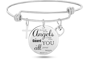 Jude Jewelers Stainless Steel Adjustable Size Christian Cross Holy Bible Verses Mantra Bangle Bracelet