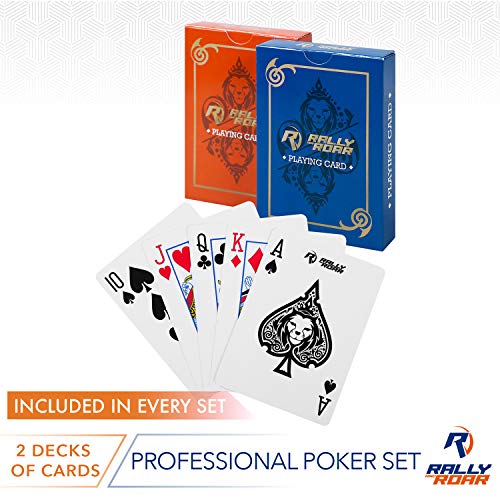 Professional 500 Chips (11.5g) Poker Set with Case by Rally & Roar - Complete Poker Playing Game Sets with Casino Style Chips, Cards, Dice, Aluminum Color Case & Keys