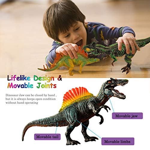 Adjustable Dinosaur Toys, 6 Pack 11" Large Plastic Dinosaur Figures, Non-toxic Tasteless Dinosaur With Movable Parts Function, Highly Detailed Realistic Dinosaur Set for Kids Educational Dinosaur Toys