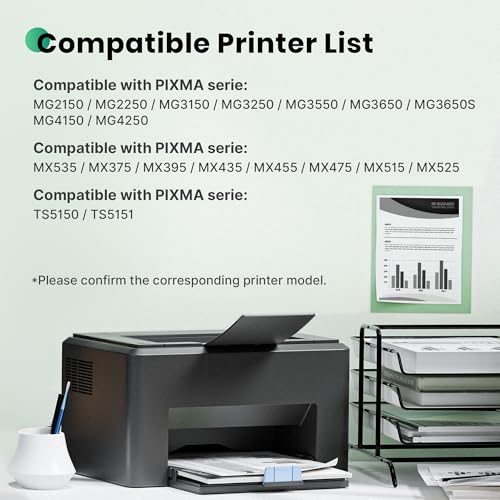 PG-540XL CL-541XL Ink Cartridges Replacement for Canon 540 541 XL Cartridges for MG3650s MG3650 MX475 TS5150 MG3600 TS5151 MX375 MX395 MG3350 MG3500 MG3550 MG21 50 MG250250 (Black Color, 2-Pack)