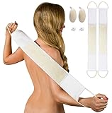 Bergman Kelly Exfoliating Loofah Back Scrubber and Luffa Bath Shower Sponge Pad (4 Pack)