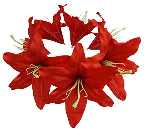 Colorfulife Artificial Silk Flower Head Lilies 6.7" Tiger Lily Flower Head Wedding Home Party Garden Decoration Bridal Bouquet Wreath Headwear Clip DIY Accessories,Pack of 20 (Red)