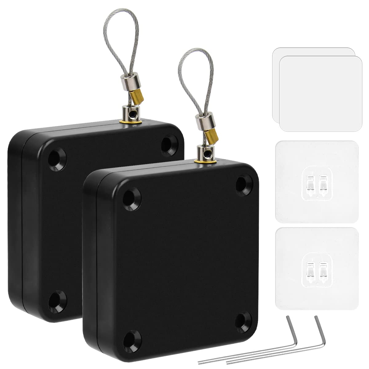 DODUOS 2PCS Automatic Door Closer, Black Punch-Free Sensor Residential Commercial Auto Closer with Drawstring, Closers for Interior Home Offices Used, 2.48in (ZTH-A371)