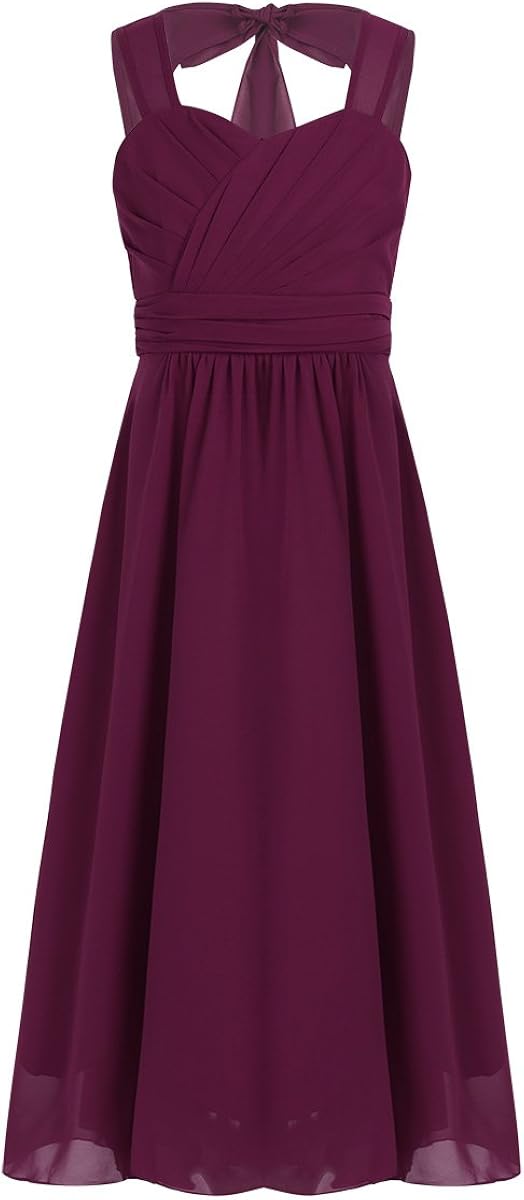 CHICTRY Big Girls Chiffon Ruched Bust Junior Bridesmaid Dress Elegant Wedding Prom
