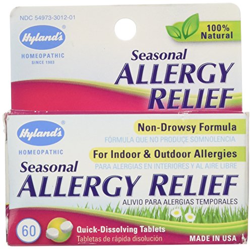 Hyland's Seasonal Allergy Relief Tablets, Natural Non-Drowsy Indoor & Outdoor Allergy Relief, 60 Count