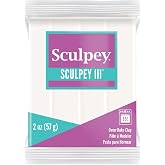 Polyform Sculpey III Polymer Oven-Bake Clay, White, Non Toxic, 2 oz. bar, Great for modeling, sculpting, holiday, DIY, mixed media and school projects.Great for kids &amp; beginners!
