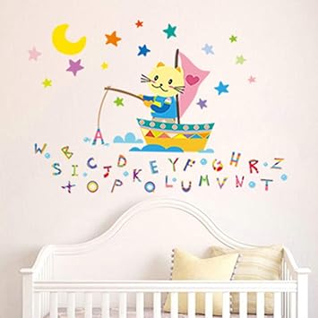 Kinderzimmer Dekoration Tapete Malerei Baby Baby Schlafzimmer Kinderzimmer Brief Cartoon Tier Wandaufkleber Amazon De Baumarkt