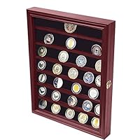 DECOMIL - Military Challenge Coin Display Case Cabinet Rack Holder with Door